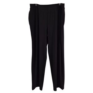 Susan Graver Womens Black Ponte‎ Liquid Knit Straight Leg Pull On Pants M Career